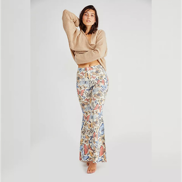 We The Free - Free People Just Float On Printed Flare Jeans - Bright Combo - 27 - Picture 2 of 11